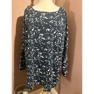 Lularoe Linda Womens 3XL Dolman Sleeve Top Navy Geometric Pattern
